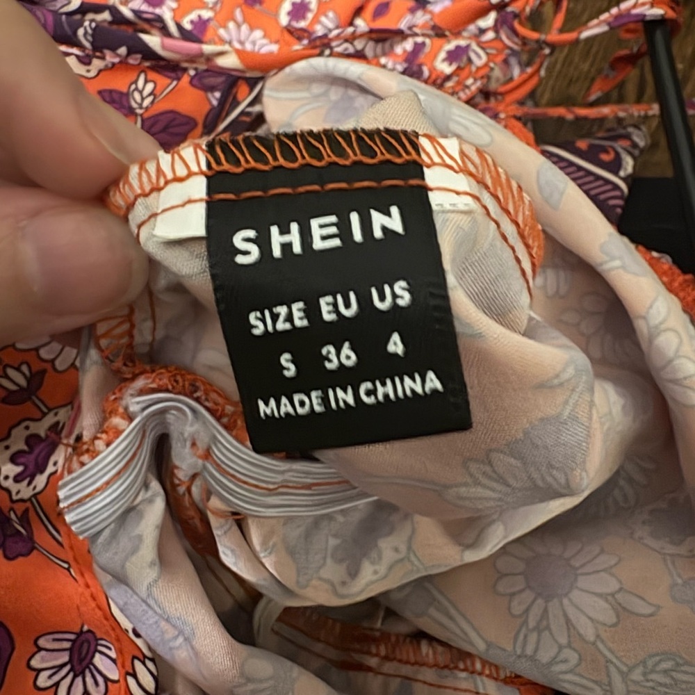 SHEIN Orange and Purple Floral Romper - Picture 5 of 5